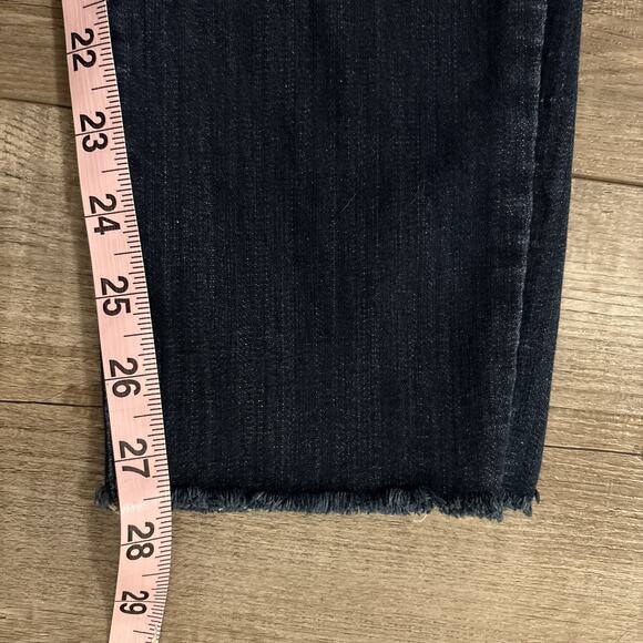 Judy Blue Jeans 15/32 Blue Dark Wash Skinny Fit Raw Hem Whisker Stretch Denim - Picture 7 of 11